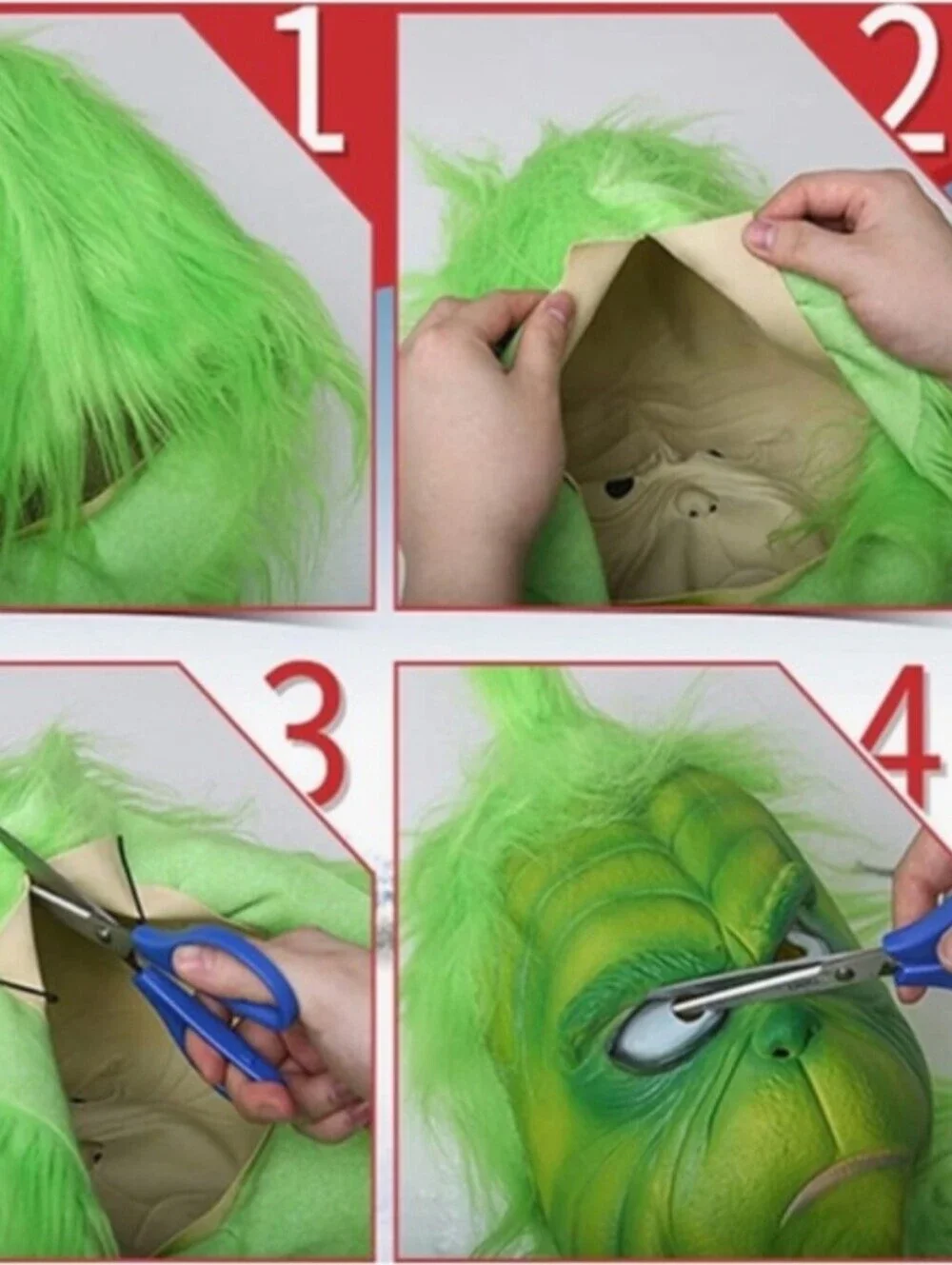 Grinch Costume Mask with Santa Hat